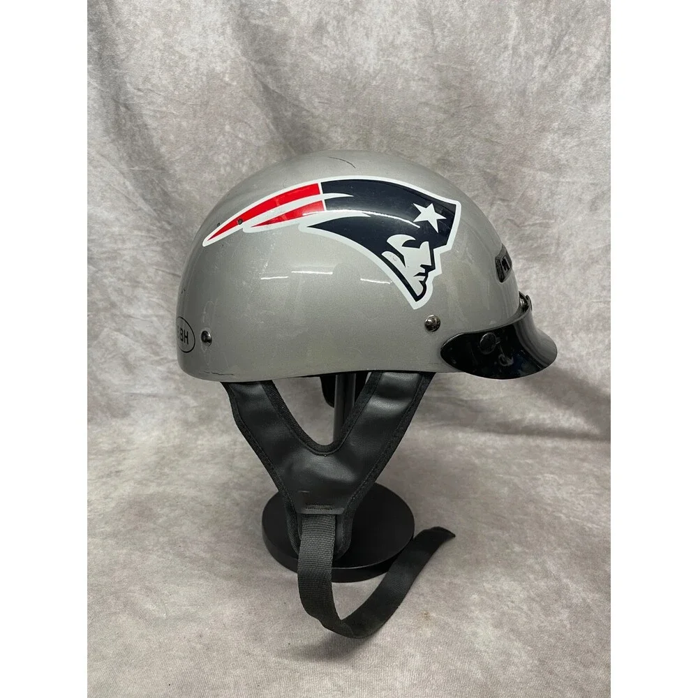 NEW ENGLAND PATRIOTS MOTORCYCLE HELMET SILVER DOT NFL ADULT HALF SHELL